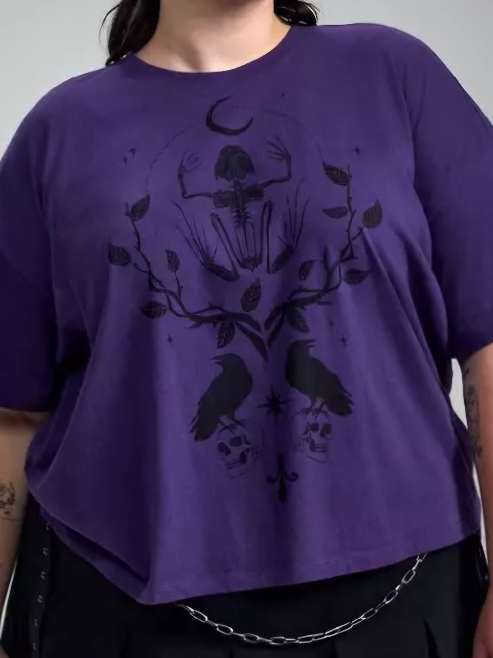 Torrid - Nightfall Poison Plants Oversized Crop Tee Size 00